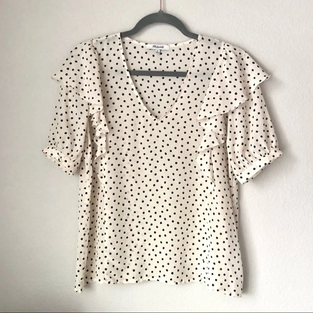 \Madewell\• V-Neck Silk Ruffle Top
